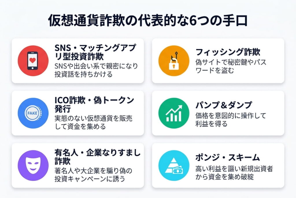 仮想通貨詐欺の代表的な6つの手口