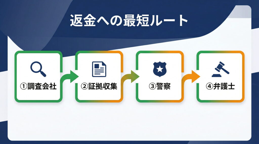 返金最短ルート｜調査会社と弁護士の連携