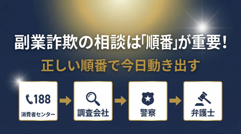 まとめ｜副業詐欺の相談は「順番」が重要！