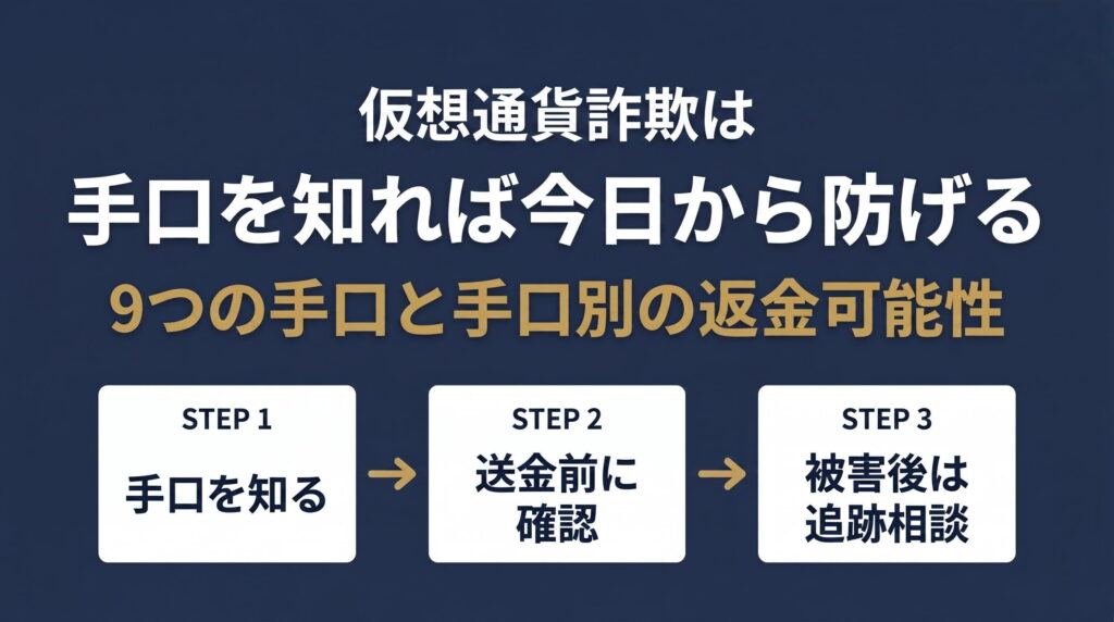 まとめ｜仮想通貨詐欺の手口を知って今日から動こう