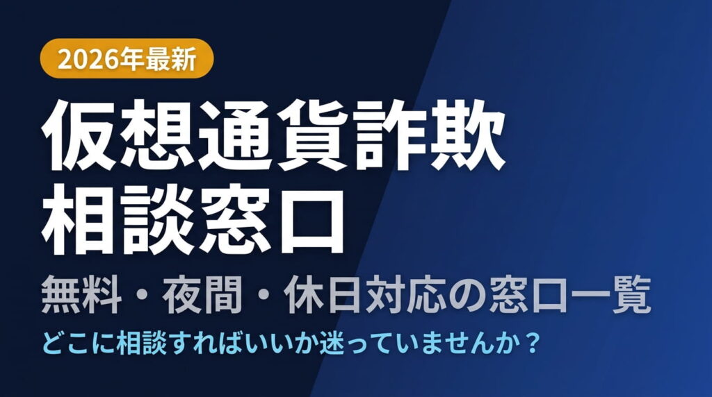 仮想通貨詐欺の相談窓口はどこ？無料・夜間・休日対応の窓口一覧【2026年最新】