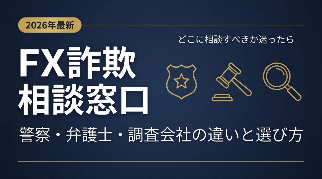 FX詐欺の相談窓口はどこ？警察・弁護士・調査会社の違いと電話番号一覧【2026年最新】