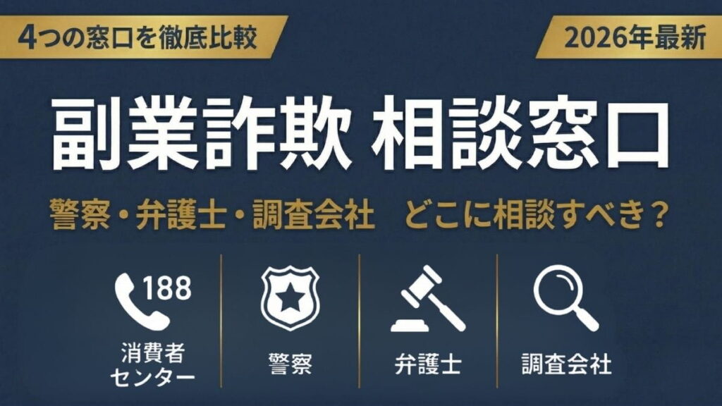 副業詐欺の相談窓口は？｜警察・弁護士・調査会社の違いと正しい手順を紹介【2026年最新】