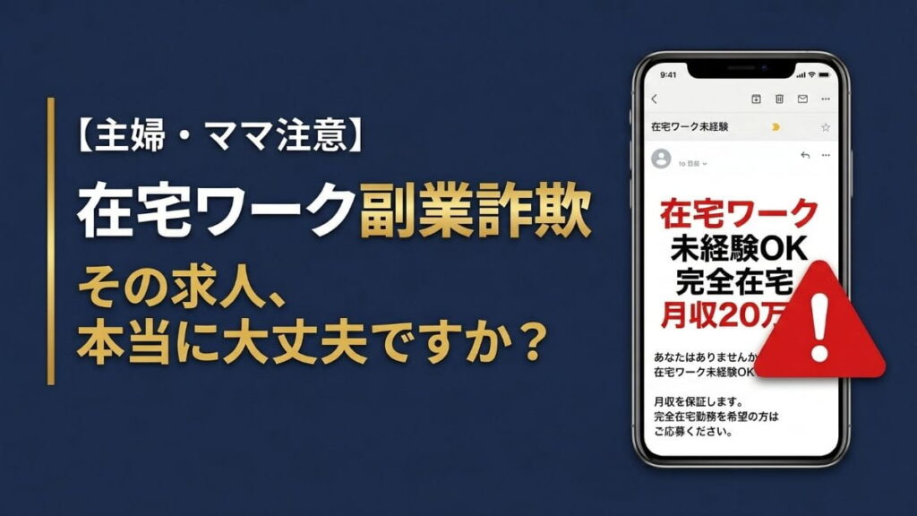主婦を狙う在宅ワーク副業詐欺の手口｜求人の見分け方と被害後の対処法