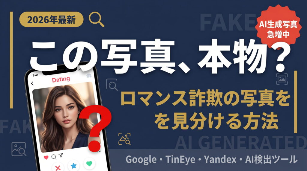 「この写真、本物？」ロマンス詐欺の顔写真を見分ける方法と画像検索の手順【2026年最新】
