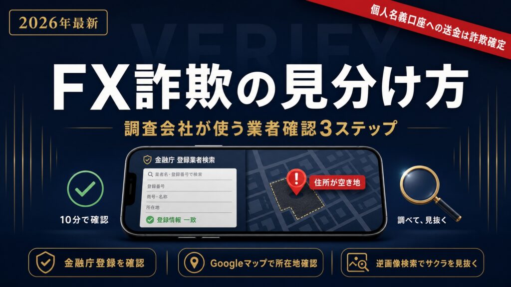 FX詐欺の見分け方【2026年最新】｜調査会社が使う業者確認と被害後の対処法