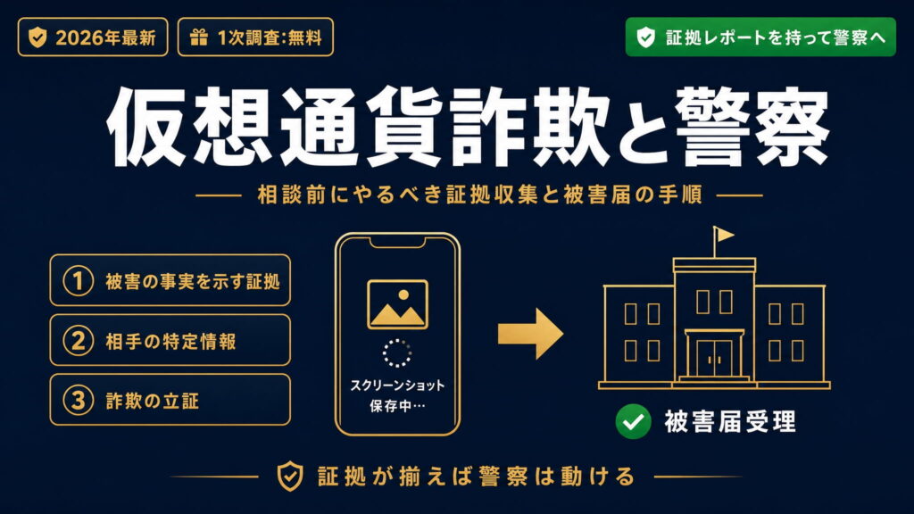 仮想通貨詐欺で警察相談前にやるべきこと｜証拠収集や被害届まで解説