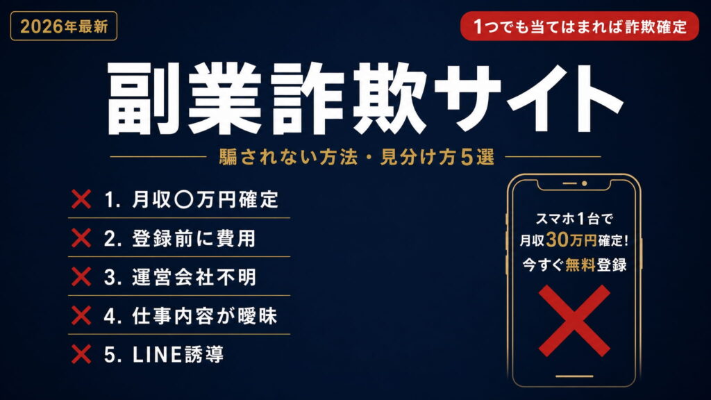 副業詐欺サイトに騙されない方法｜今すぐできる見分け方・種類・被害後の対処法