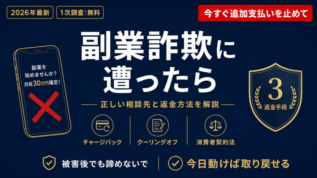 副業詐欺に遭ったら【2026年最新】手口・正しい相談先・対処法を解説