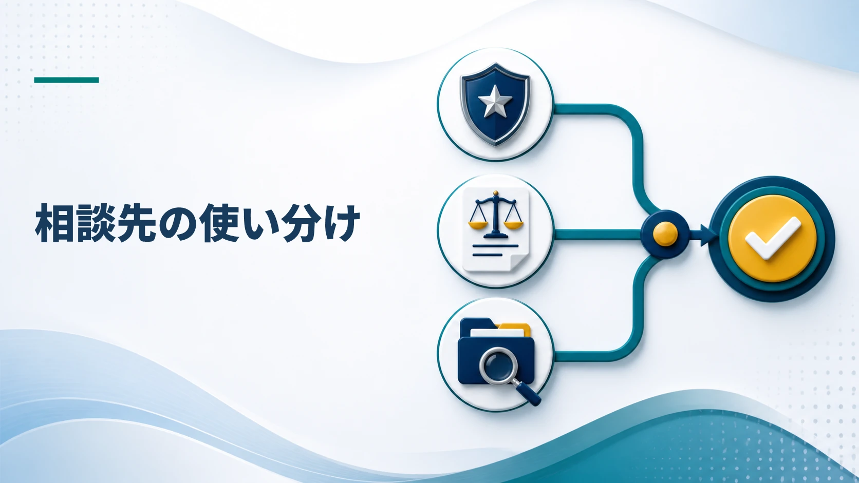 警察、弁護士、調査会社の相談先を比較するイメージ