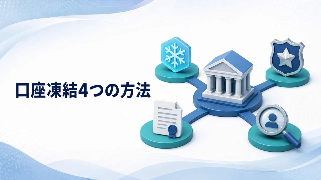 口座凍結4つの方法を示す図