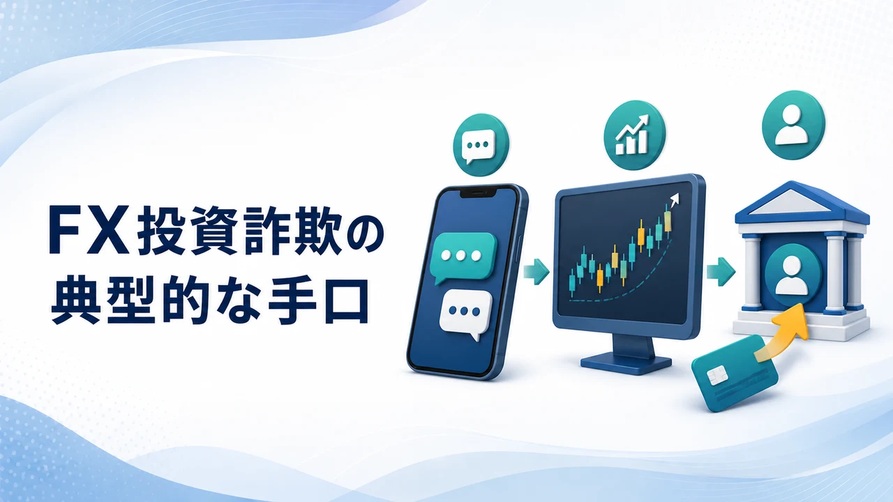 FX投資詐欺の典型的な手口を示す図
