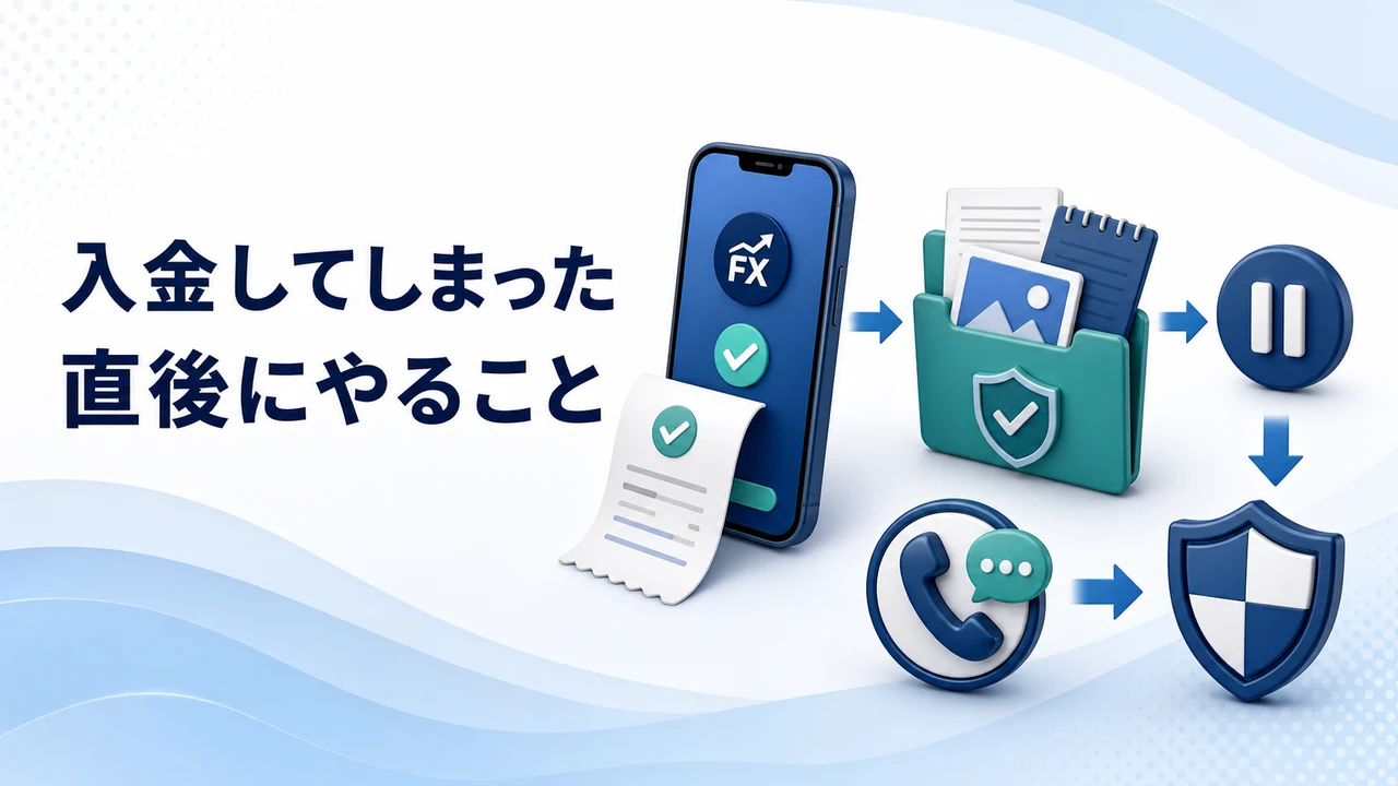 FX詐欺アプリへ入金後に取る行動を示す図
