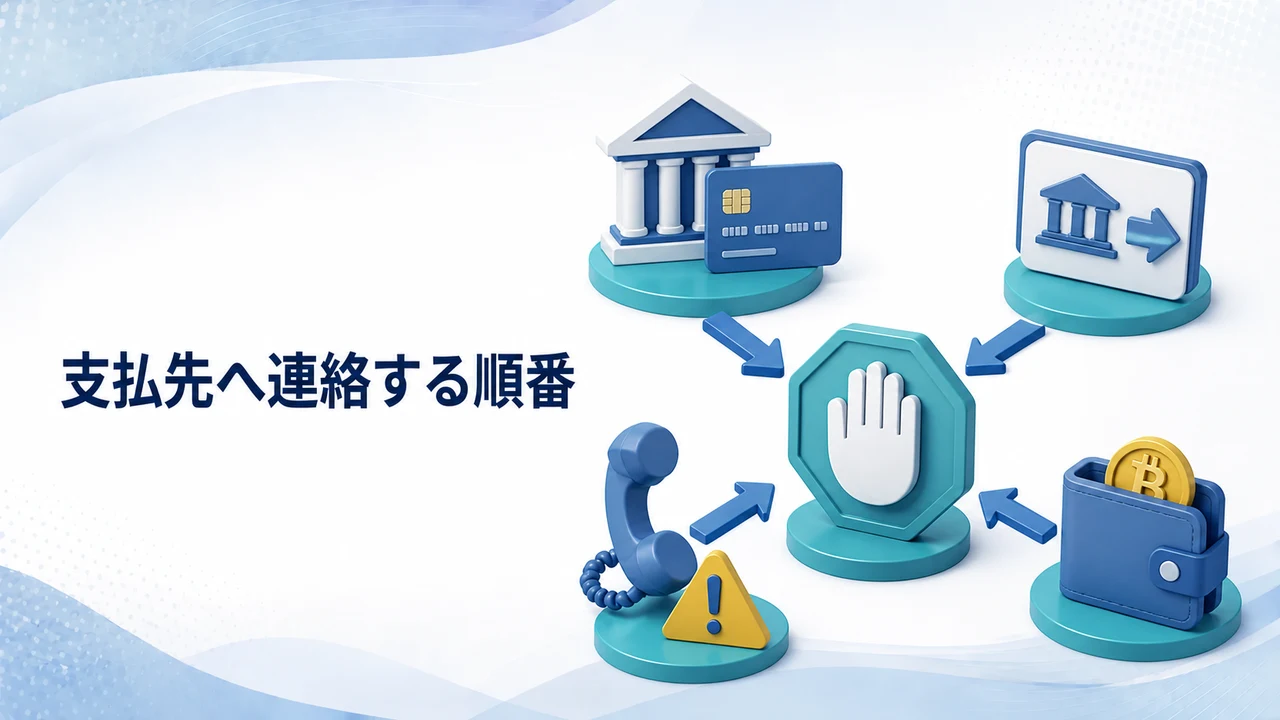 ロマンス詐欺で支払先へ連絡する順番を示す図