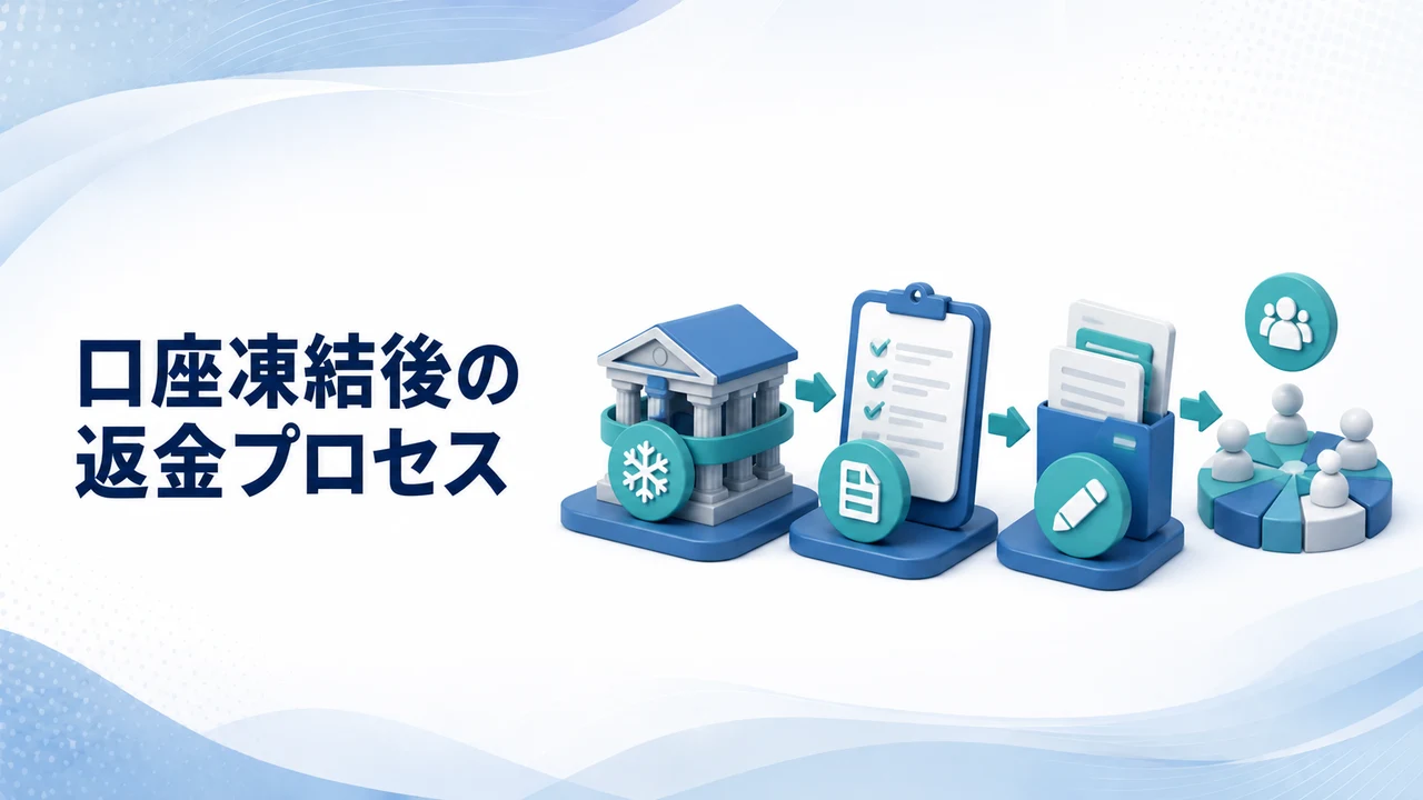 口座凍結後の返金プロセスを示す図
