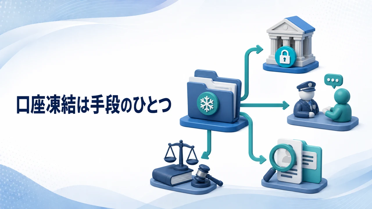 口座凍結は手段のひとつであることを示す図