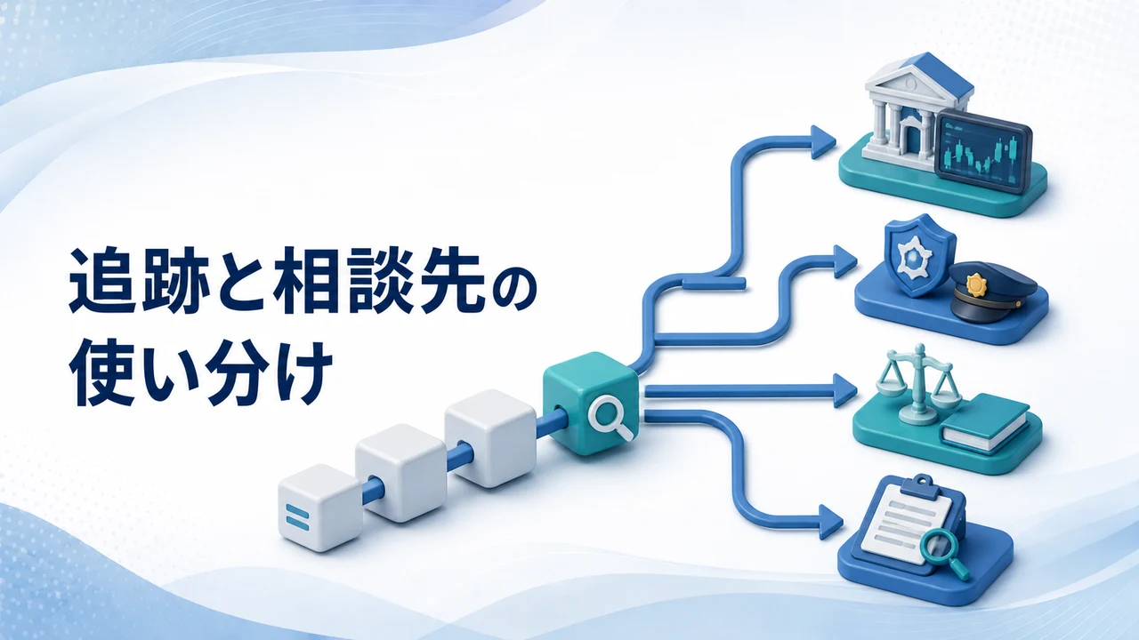 追跡と相談先の使い分けを示す図