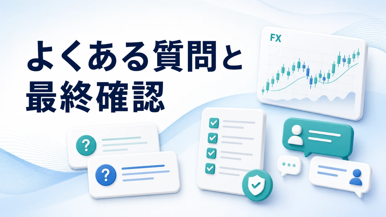 LINEのFX投資詐欺でよくある質問と最終確認を示す図