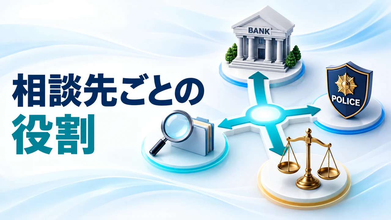 仮想通貨詐欺の相談先ごとの役割