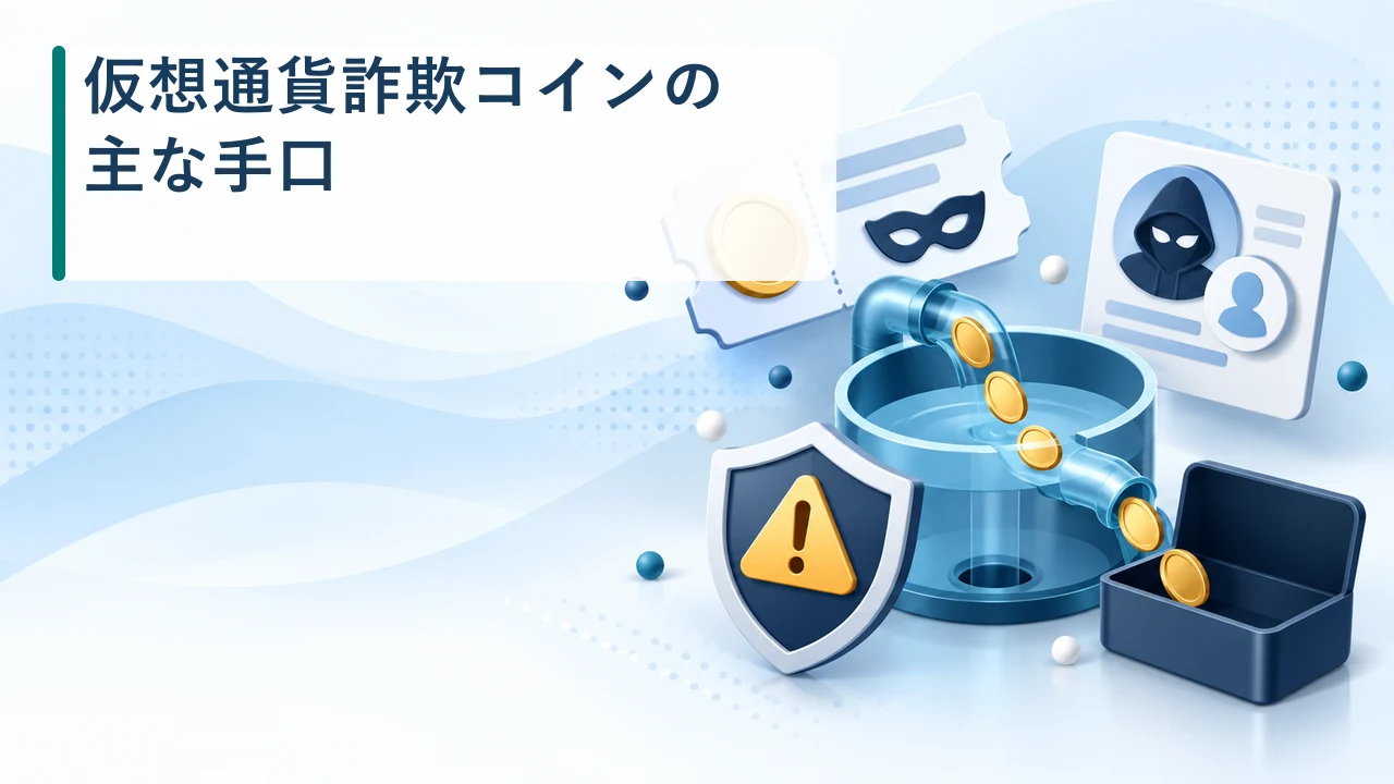 仮想通貨詐欺コインの主な手口を示す図