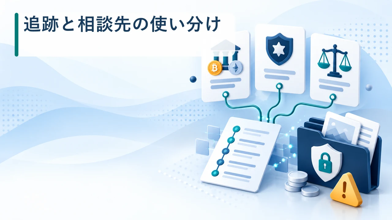 追跡と相談先の使い分けを示す図
