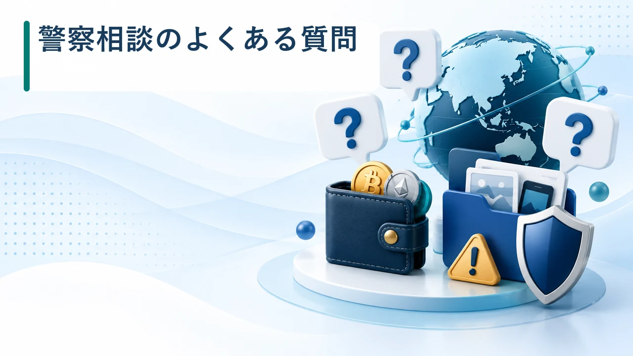 仮想通貨詐欺の警察相談でよくある質問を示す図
