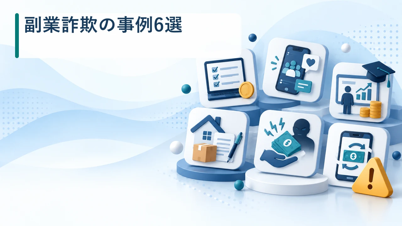 副業詐欺の事例6選を示す図