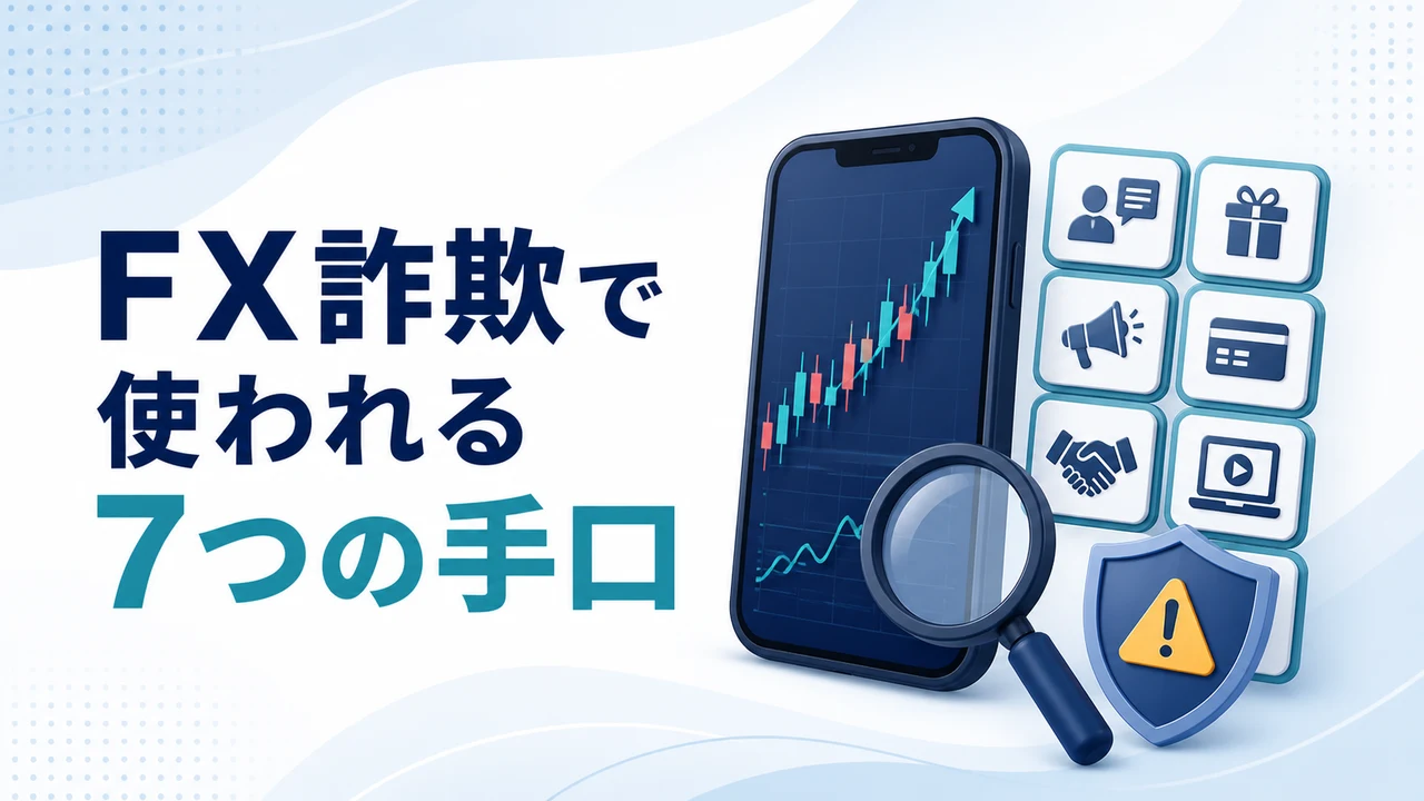 FX詐欺で使われる7つの手口を示す図