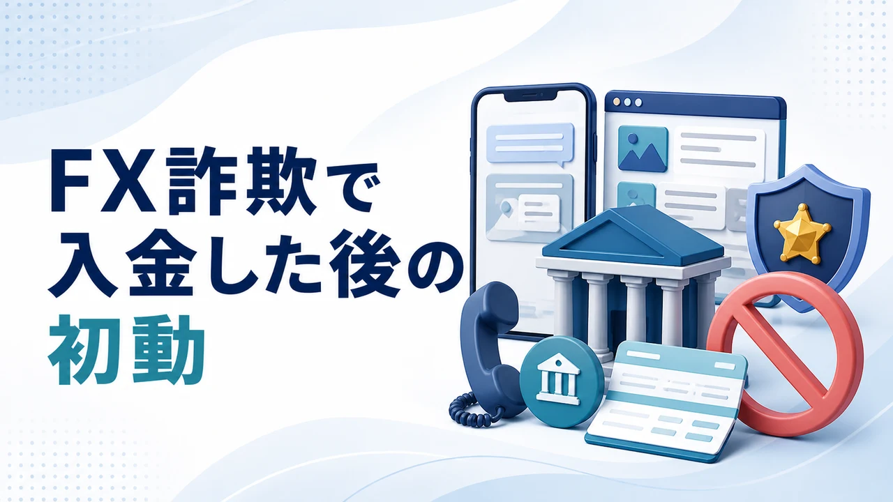FX詐欺で入金した後に行う初動を示す図