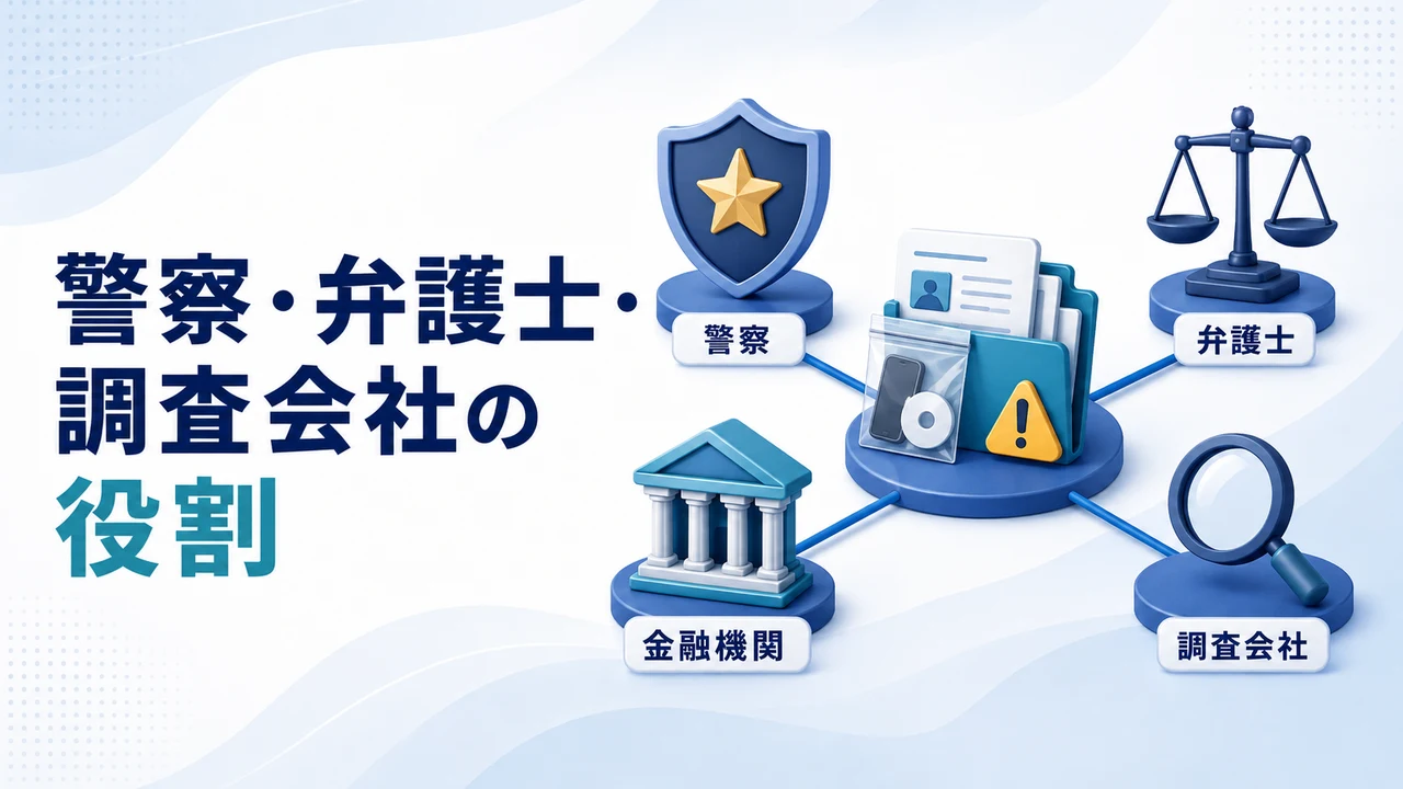 警察・弁護士・調査会社はどう使い分ける?を示す図