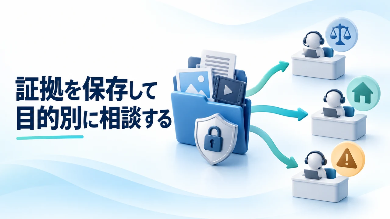 証拠を保存して目的別に相談する