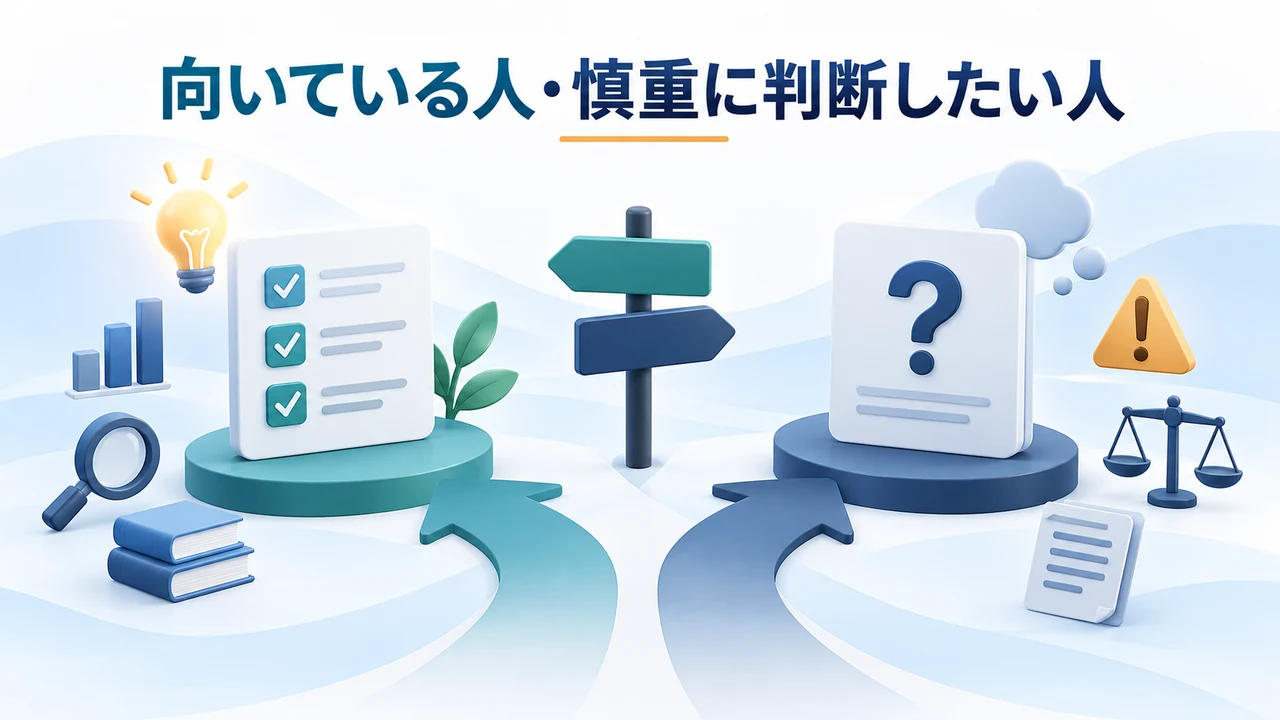 千羽リサーチが向いている人と慎重に判断したい人を示す図