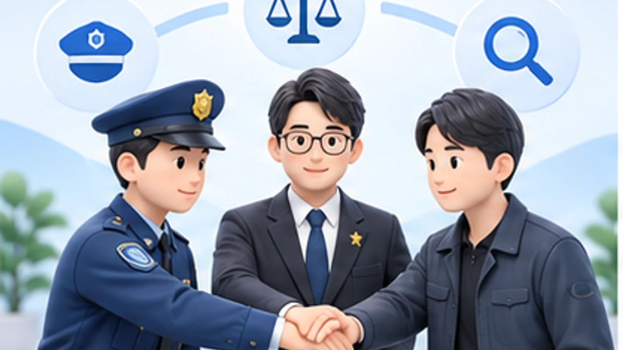 OMGサービスの警察・弁護士・調査会社の役割を示す図