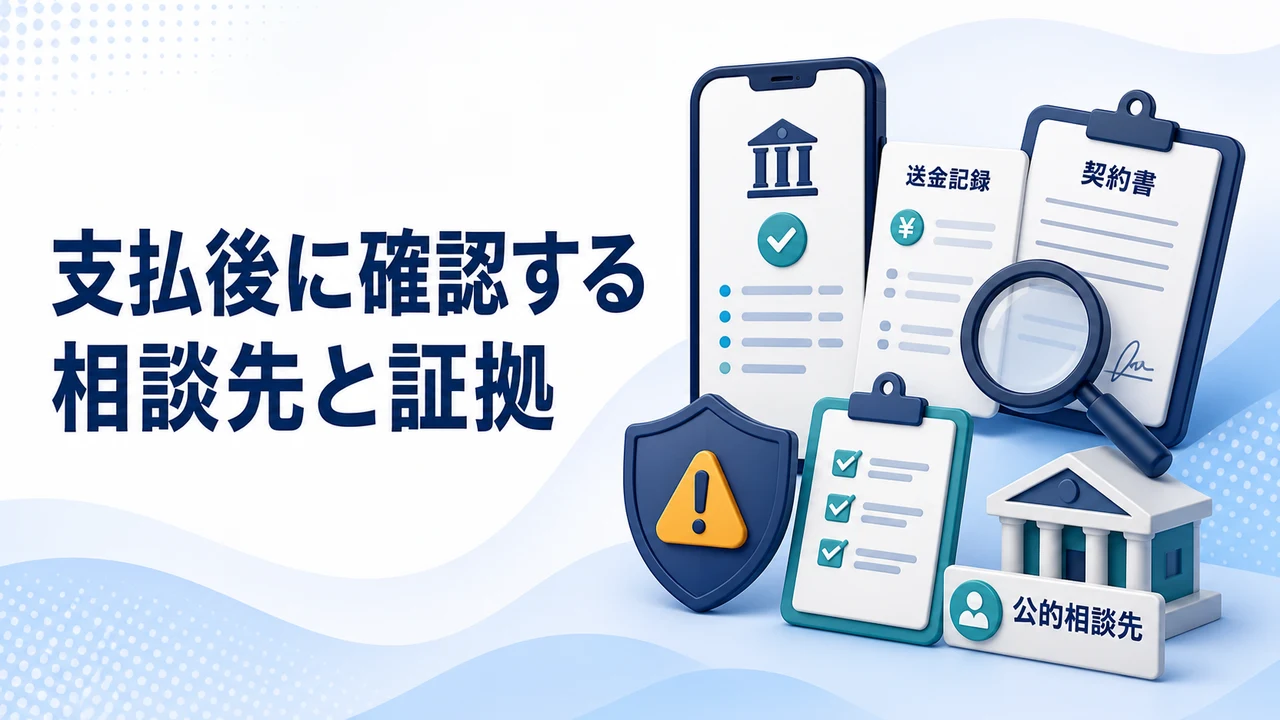 情報商材へ支払った後の対処と相談先を示す図