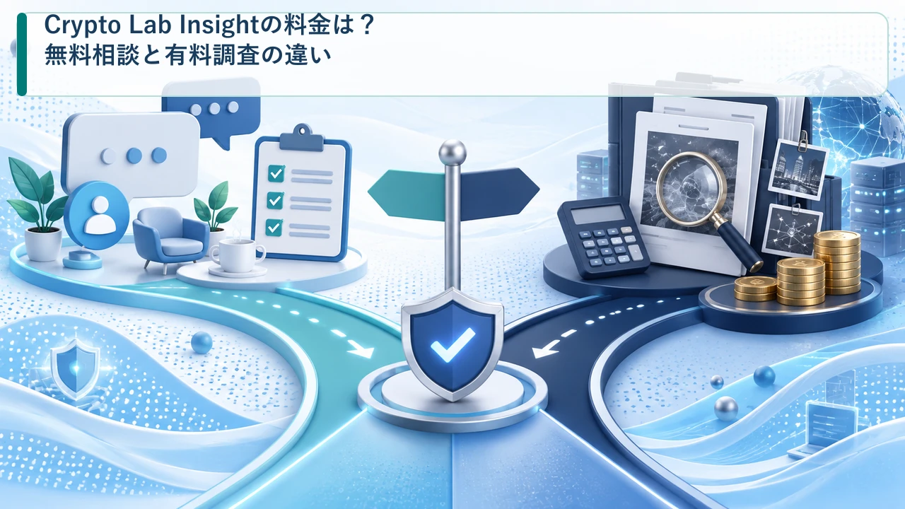 Crypto Lab Insightの料金は？無料相談と有料調査の違いを示す図