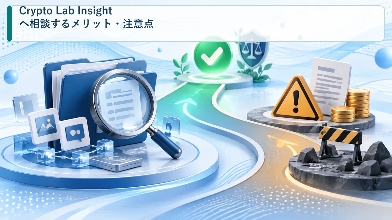 Crypto Lab Insightへ相談するメリット・注意点を示す図