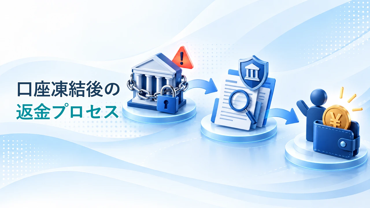 口座凍結後の返金プロセスを示す図