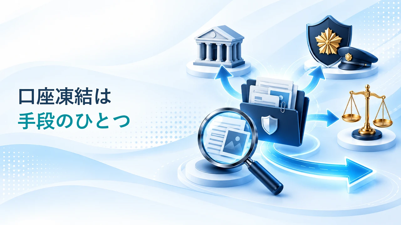 口座凍結後の相談先を整理する図