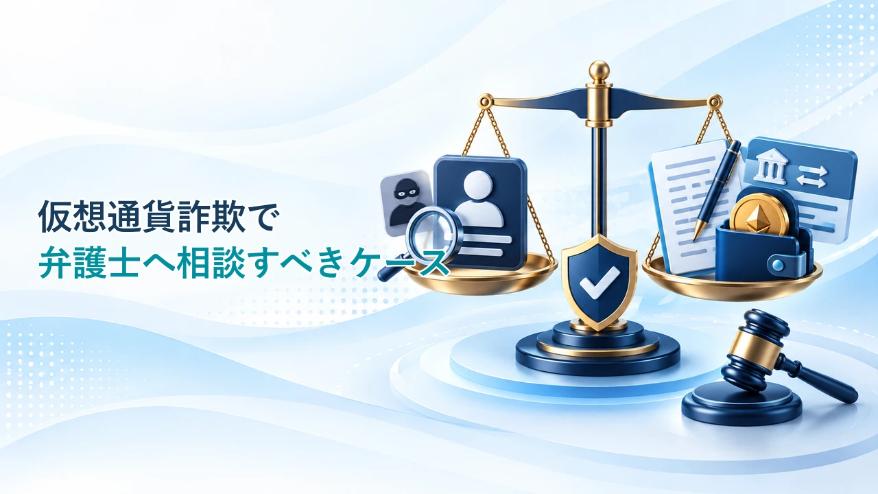 仮想通貨詐欺で弁護士へ相談すべきケースを示す図