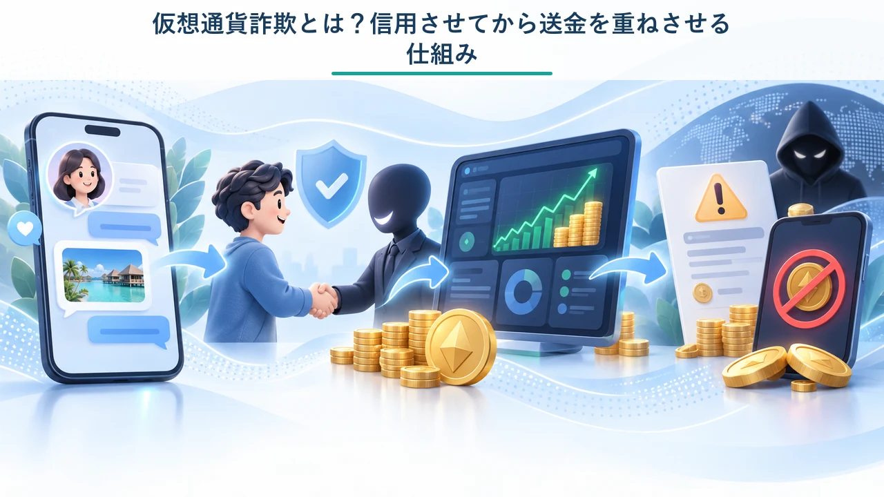 仮想通貨詐欺とは？信用させてから送金を重ねさせる仕組み