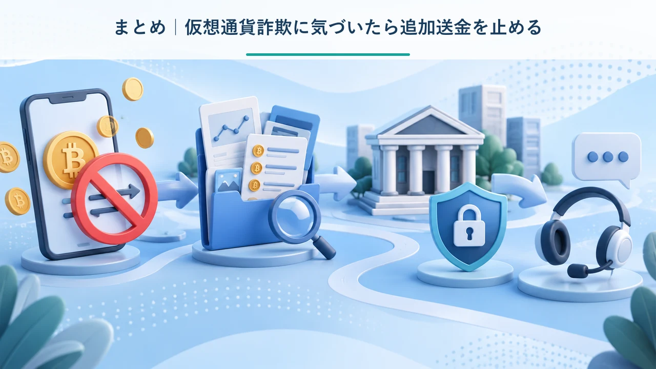 まとめ｜仮想通貨詐欺に気づいたら追加送金を止める