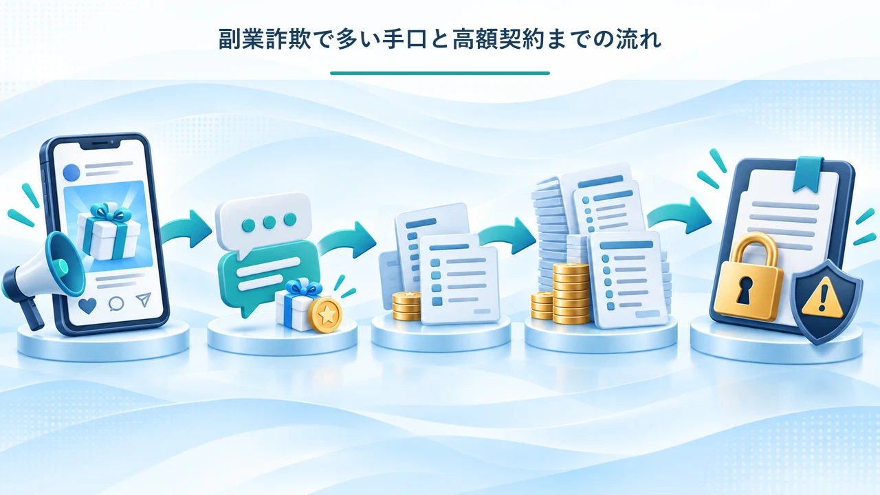 副業詐欺で多い手口と高額契約までの流れ