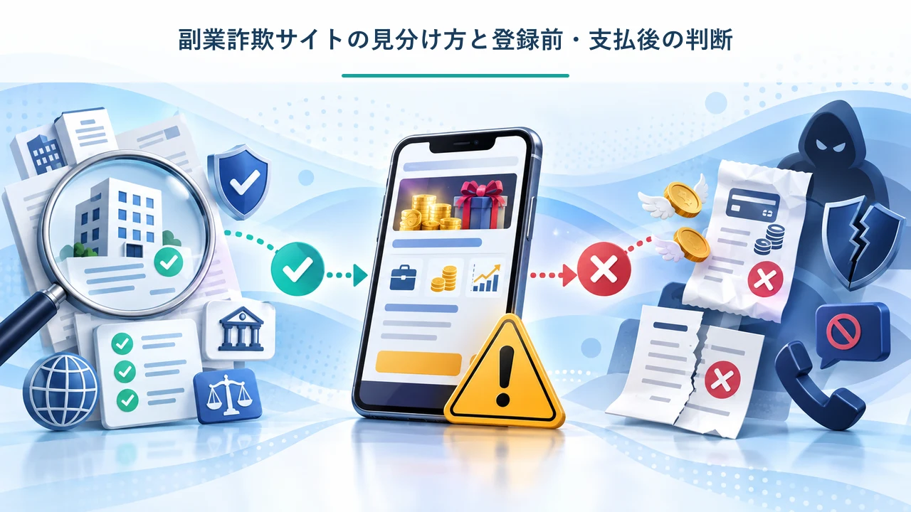 副業詐欺サイトの見分け方と登録前・支払後の判断