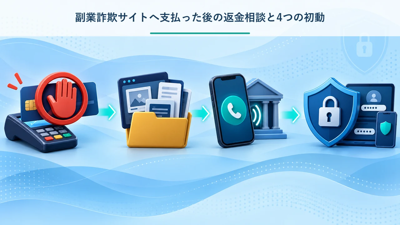 副業詐欺サイトへ支払った後の返金相談と4つの初動